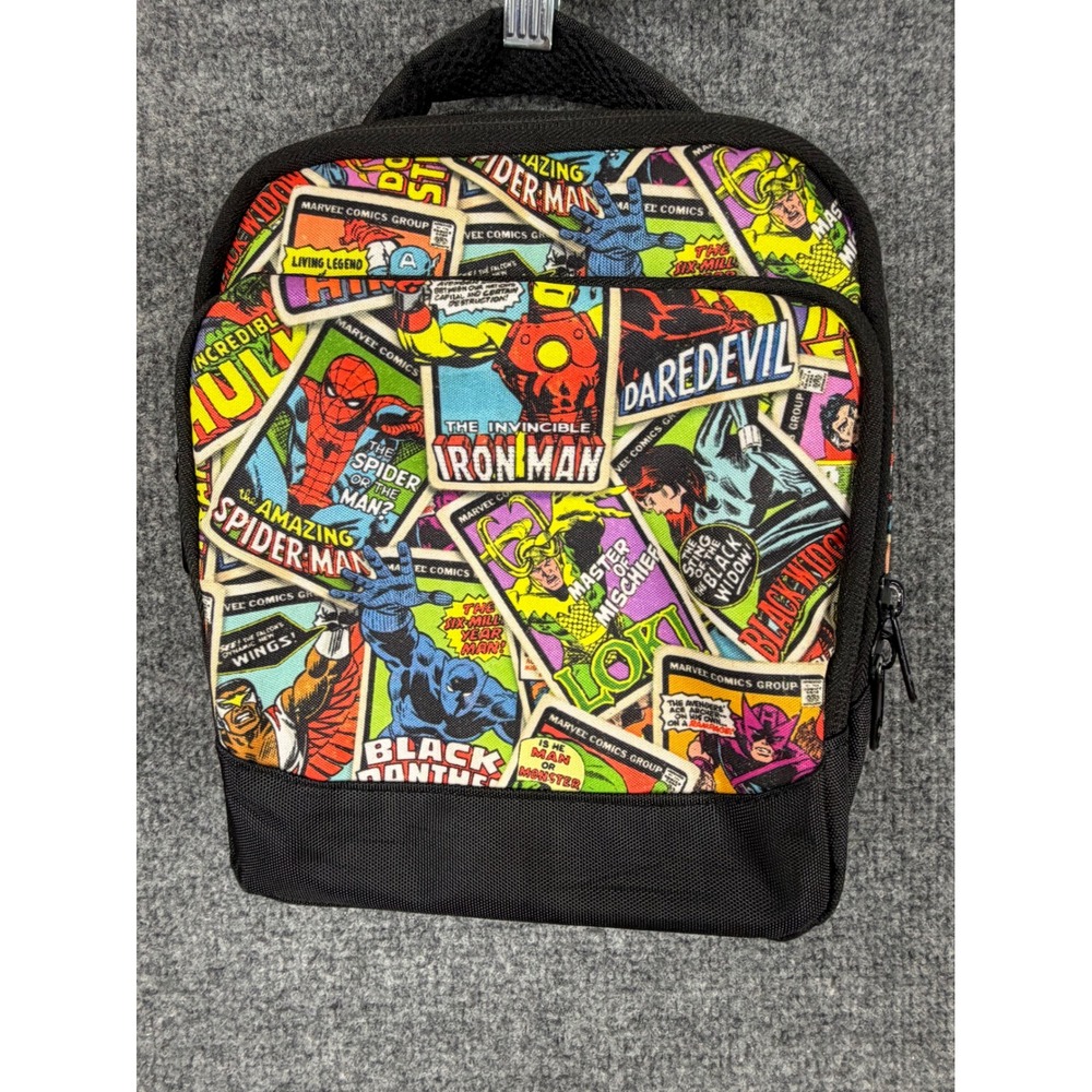 Marvel Comics Avengers Insulated Lunch Bag Retro Comic Book Print Black Kids